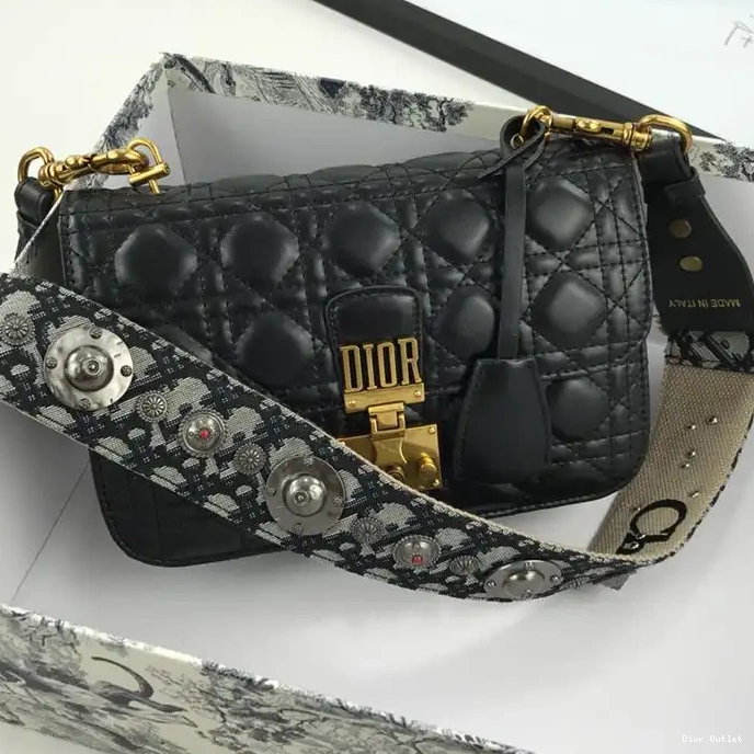 Dior Outlet Lambskin Black Dioraddict Cannage Bag 0220