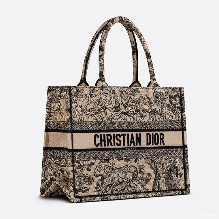 Dior Outlet Motif Dior Toile Book Tote Canvas De Jouy Beige 0224