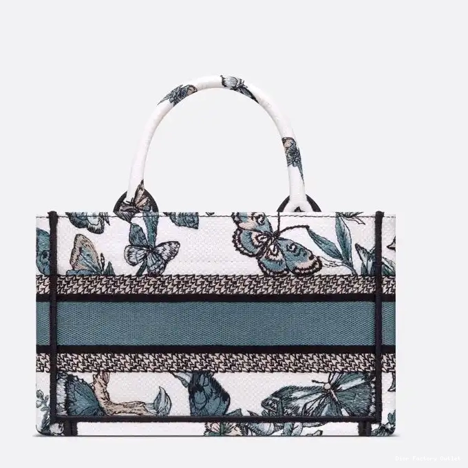 Dior Factory Outlet Book Strap Jouy Toile Canvas Mini de Mexico with Blue Motif Dior White Tote 0225