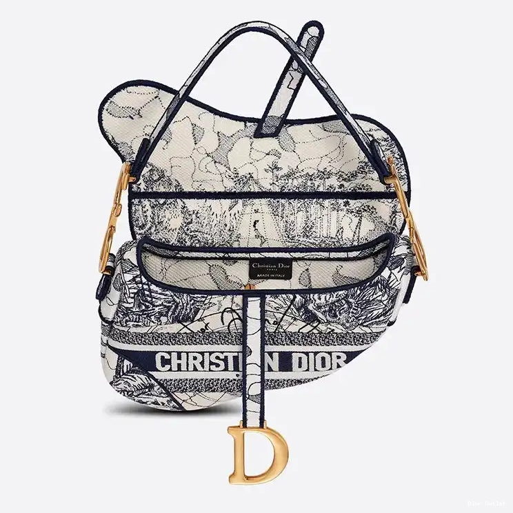 Dior Outlet the Motif Canvas Around Dior Saddle Bag Blue World Christian 0220