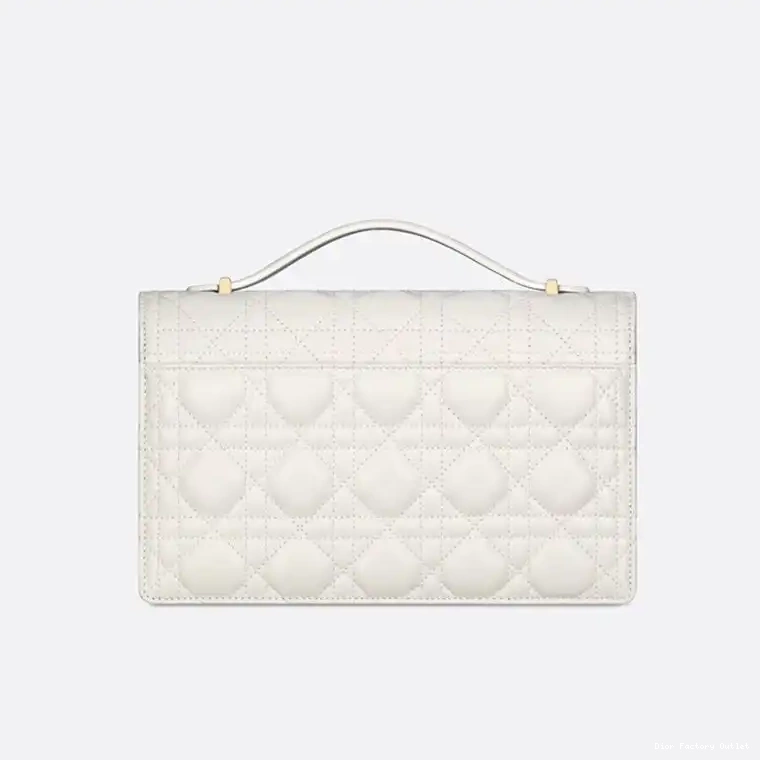 Dior Outlet Small Dior Cannage Miss Bag White Top Handle Lambskin 0225