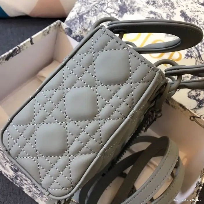 Dior Outlet Grey Calfskin Bag Dior Lady Ultramatte Mini 0218