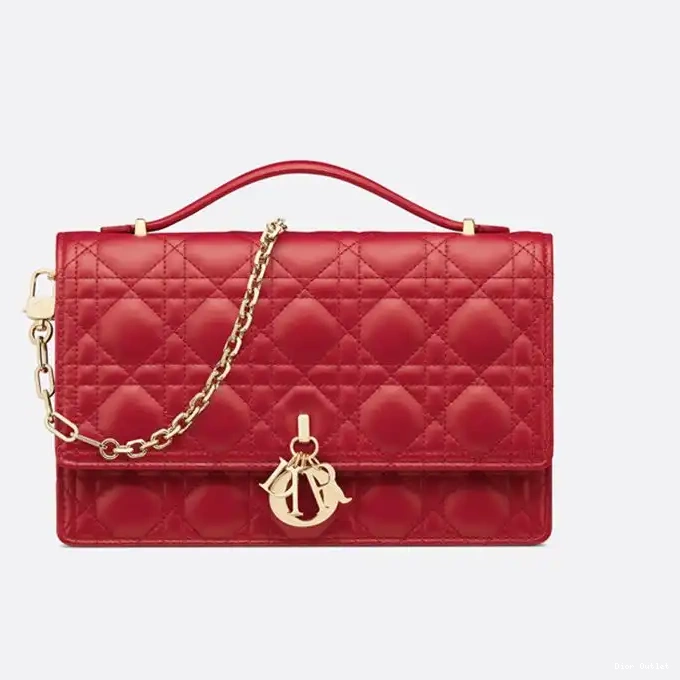 Dior Outlet Handle Bag Red Small Top Dior Cannage Miss Lambskin 0226