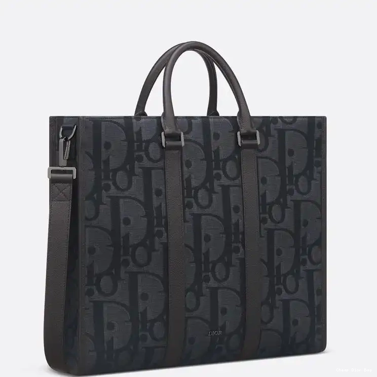 Dior Outlet Oblique Dior Black Motif East-West Canvas Tote Maxi 0215