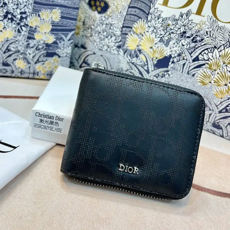 Dior Outlet Dior Zipped Wallet Oblique Galaxy Leather Black 0201