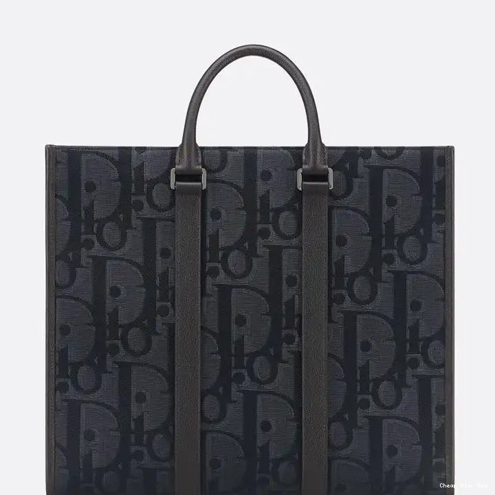 Dior Outlet Oblique Dior Black Motif East-West Canvas Tote Maxi 0215