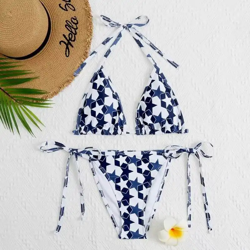 Dior Factory Outlet Dior Bikini Women Etoile Motif Lycra Blue 0205