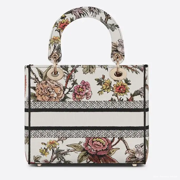 Dior Outlet Botanique Bag Motif Jardin Lady White D-lite Medium Canvass 0214