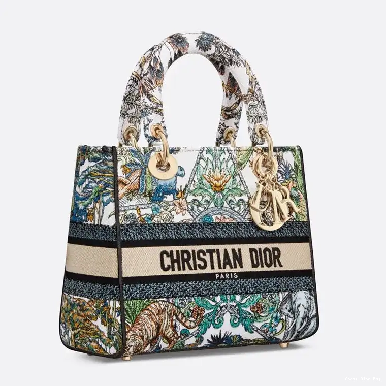 Dior Outlet Medium Etoile Lady D-lite Multicolor Voyage Canvas de Bag Motif 0217