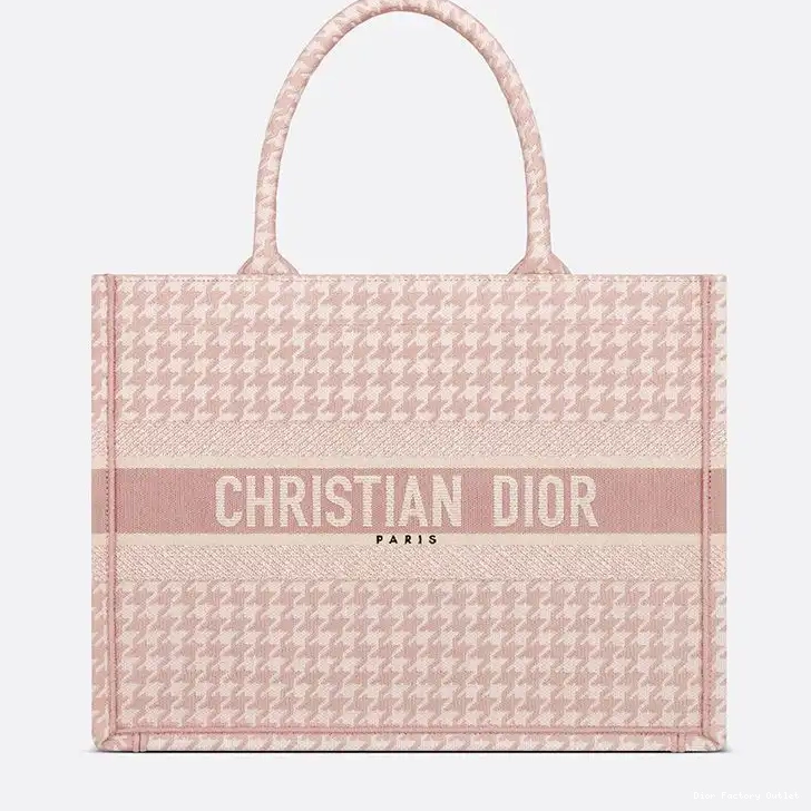 Cheap Dior Bag Macro Dior Motif Cherry Book Canvas Tote Houndstooth 0218