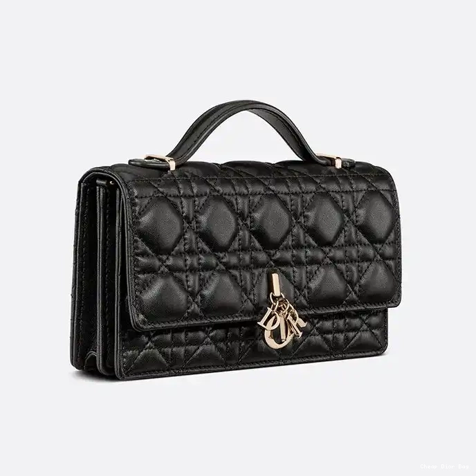 Cheap Dior Bag Mini Handle Miss Cannage Bag Dior Lambskin Top Black 0212