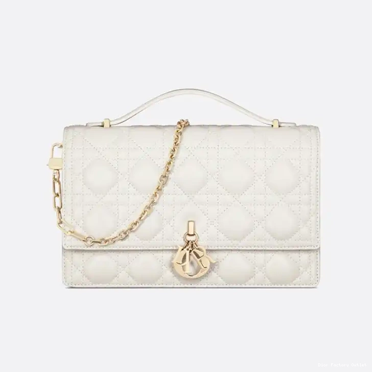 Dior Outlet Small Dior Cannage Miss Bag White Top Handle Lambskin 0225