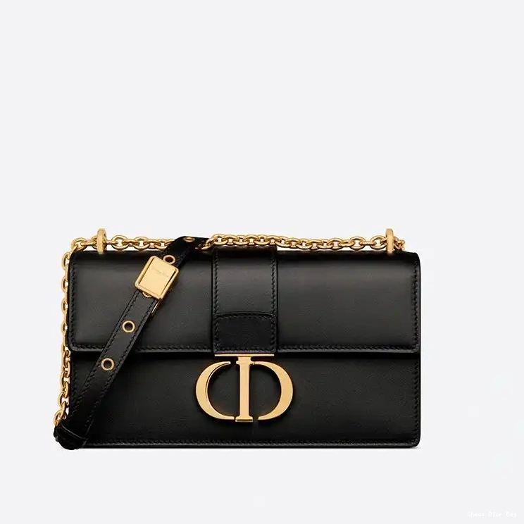 Cheap Dior Bag Calfskin Black Dior With East-West Chain Bag 30 Montaigne 0217