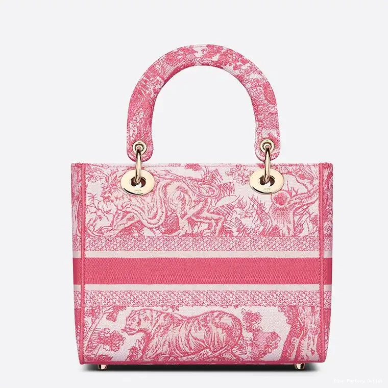 Dior Outlet Motif Rose Medium Canvas D-lite Toile Jouy de Lady Bag 0218