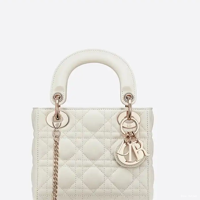 Cheap Dior Bag Lady Dior Lambskin White Bag Mini Cannage 0222