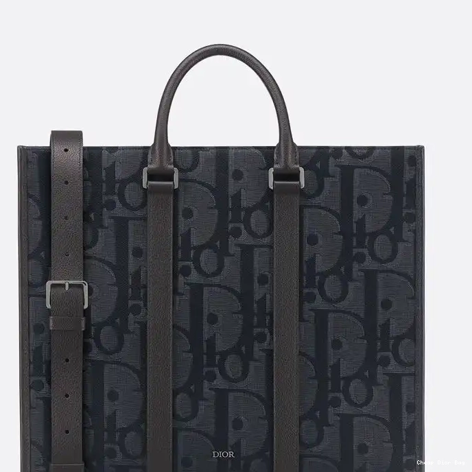 Dior Outlet Oblique Dior Black Motif East-West Canvas Tote Maxi 0215