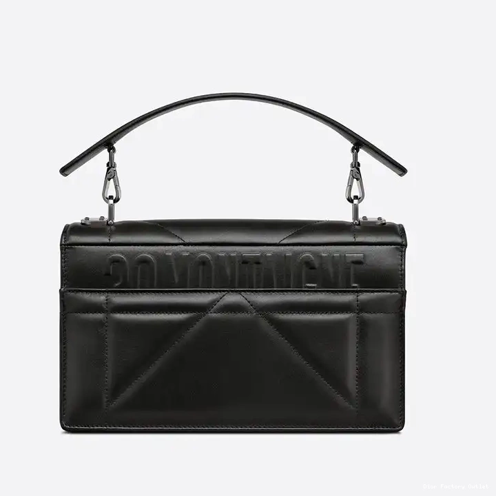 Dior Outlet Lambskin Handle Dior Maxicannage Bag Montaigne with 30 Chain Black 0210