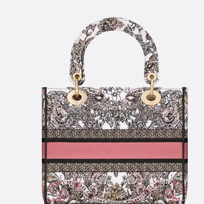 Dior Factory Outlet The Lady Pink Canvas Butterfly World Bag Motif White Medium Around D-lite 0225