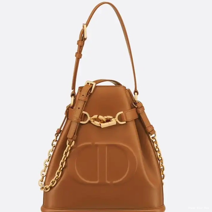 Cheap Dior Bag Calfskin CD-Embossed C'est Brown Dior Medium Bag 0225