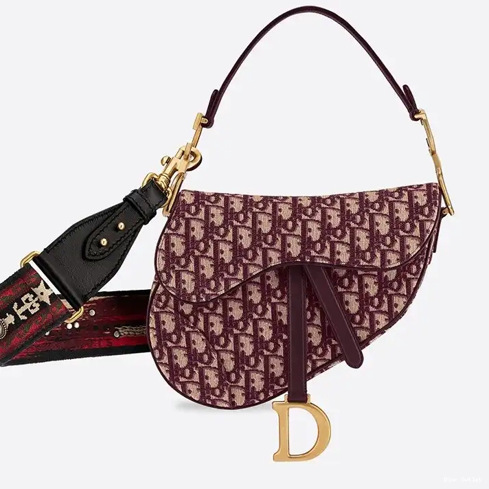 Dior Outlet Bag Burgundy Oblique Motif Saddle Dior Canvas 0226