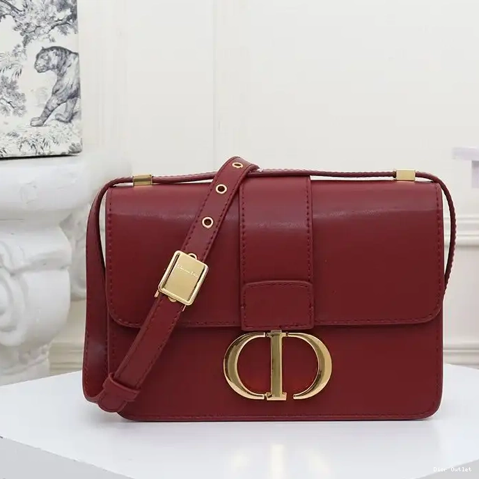 Cheap Dior Bag Calfskin Bag Burgundy Montaigne Dior 30 Box 0208