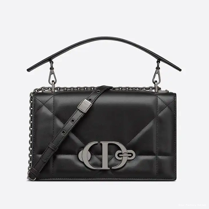 Dior Outlet Lambskin Handle Dior Maxicannage Bag Montaigne with 30 Chain Black 0210