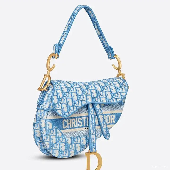 Dior Factory Outlet Motif Light Saddle Canvas Christian Dior Bag Blue Oblique 0222