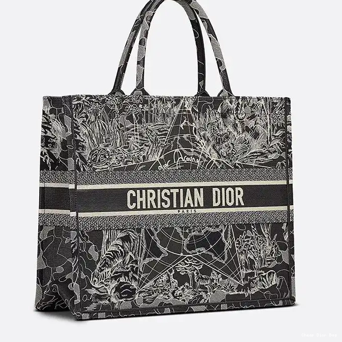 Dior Factory Outlet Black Tote Book Canvas Around World Dior the Motif 0221