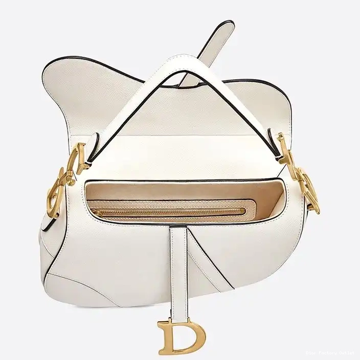 Dior Factory Outlet Saddle Grained Dior White Bag Calfskin 0218