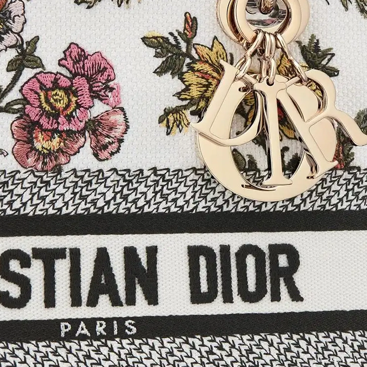 Dior Outlet Botanique Bag Motif Jardin Lady White D-lite Medium Canvass 0214