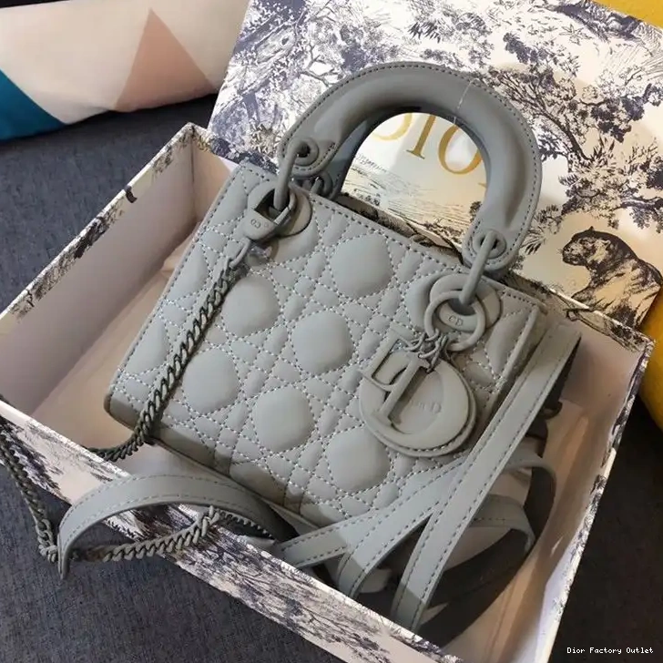 Dior Outlet Grey Calfskin Bag Dior Lady Ultramatte Mini 0218