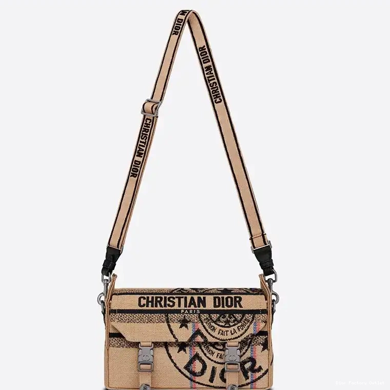 Dior Factory Outlet Motif Canvas Jute Small Messenger Diorcamp Beige 0225