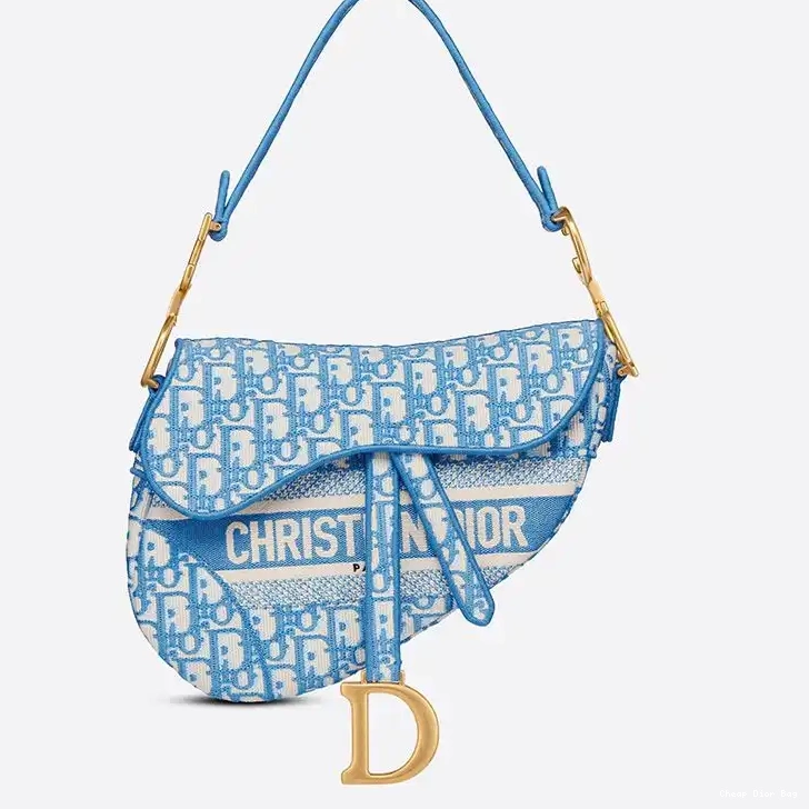 Dior Factory Outlet Motif Light Saddle Canvas Christian Dior Bag Blue Oblique 0222