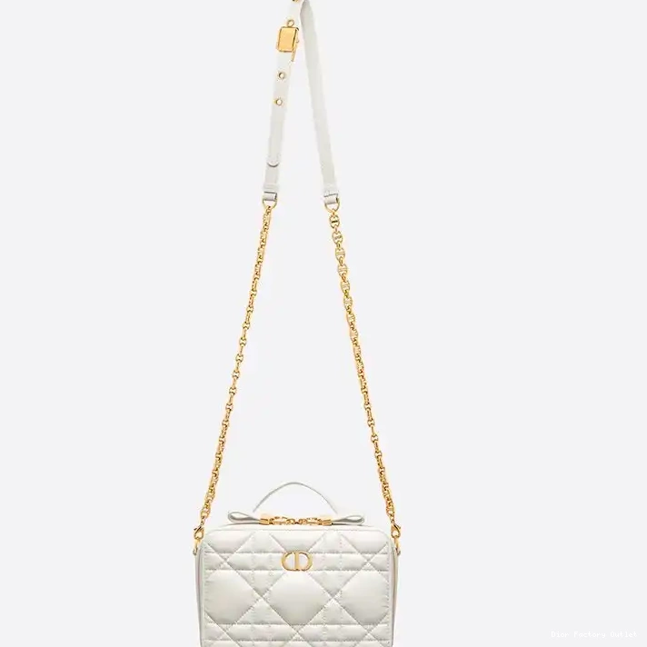 Dior Outlet Dior Caro Chain Box with Bag Cannage Calfskin White 0225