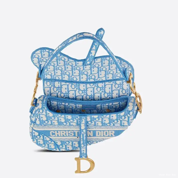 Dior Factory Outlet Motif Light Saddle Canvas Christian Dior Bag Blue Oblique 0222