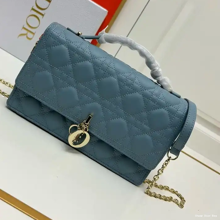 Dior Outlet Blue Top Bag Dior Handle Miss Lambskin Cannage Small Sky 0210