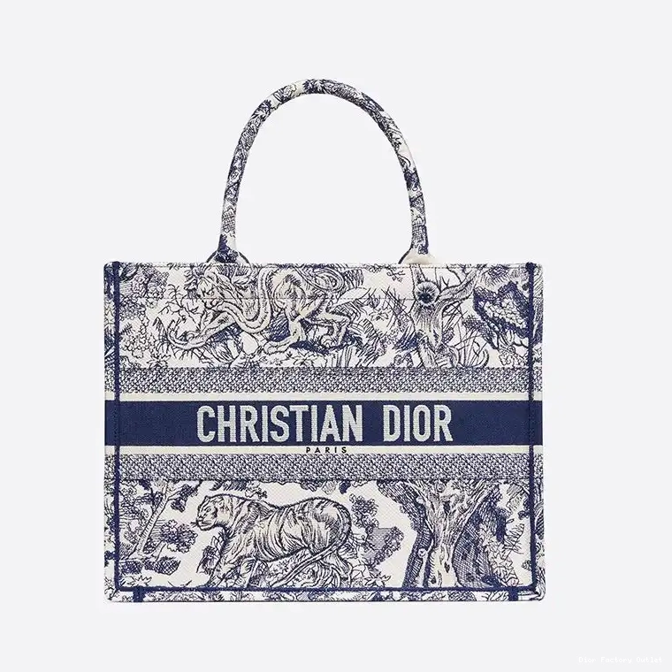 Dior Outlet Canvas Motif Book De Tote Blue Jouy Dior Toile 0209