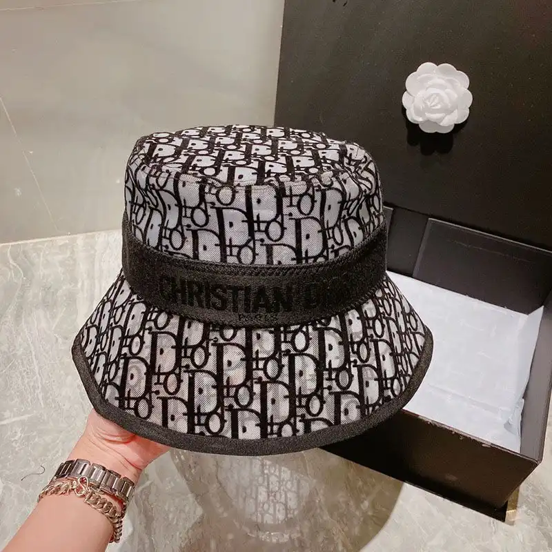 Dior Factory Outlet Christian Dior Bucket Hat D-Oblique Motif Mesh Grey 0206