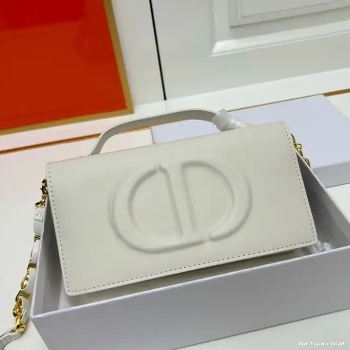 White Dior Calfskin Signature CD Mini Bag 0310